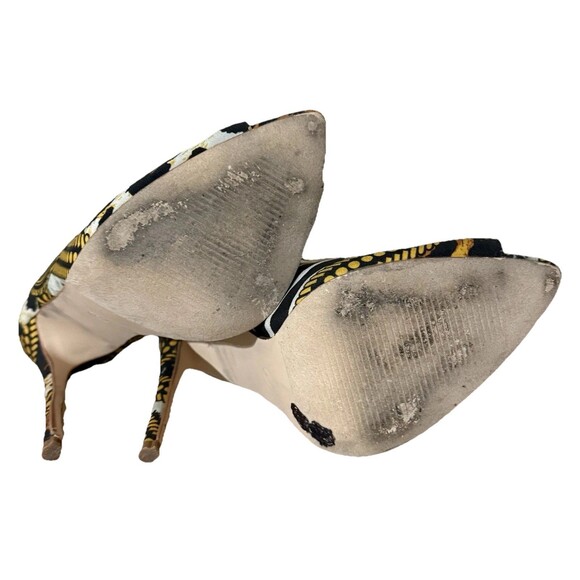 Animal Stiletto Heel Booties 6 Black Gold Chic Clubwear Peep Toe Boots Going Out - Picture 7 of 8